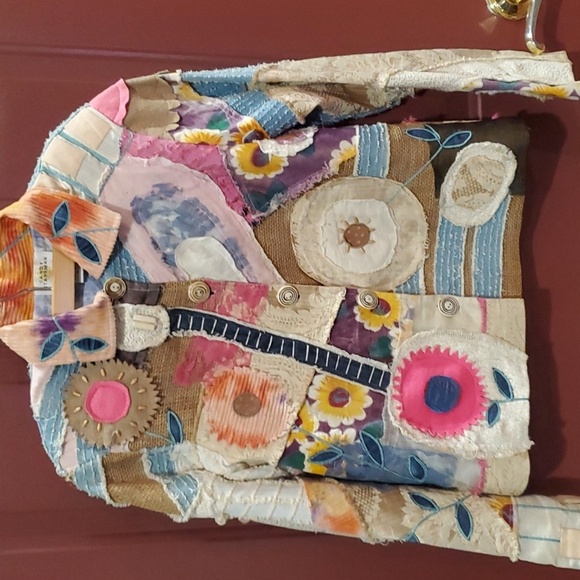 Sandy Starkman Colorful Floral Patchwork Jacket Small - Picture 1 of 10
